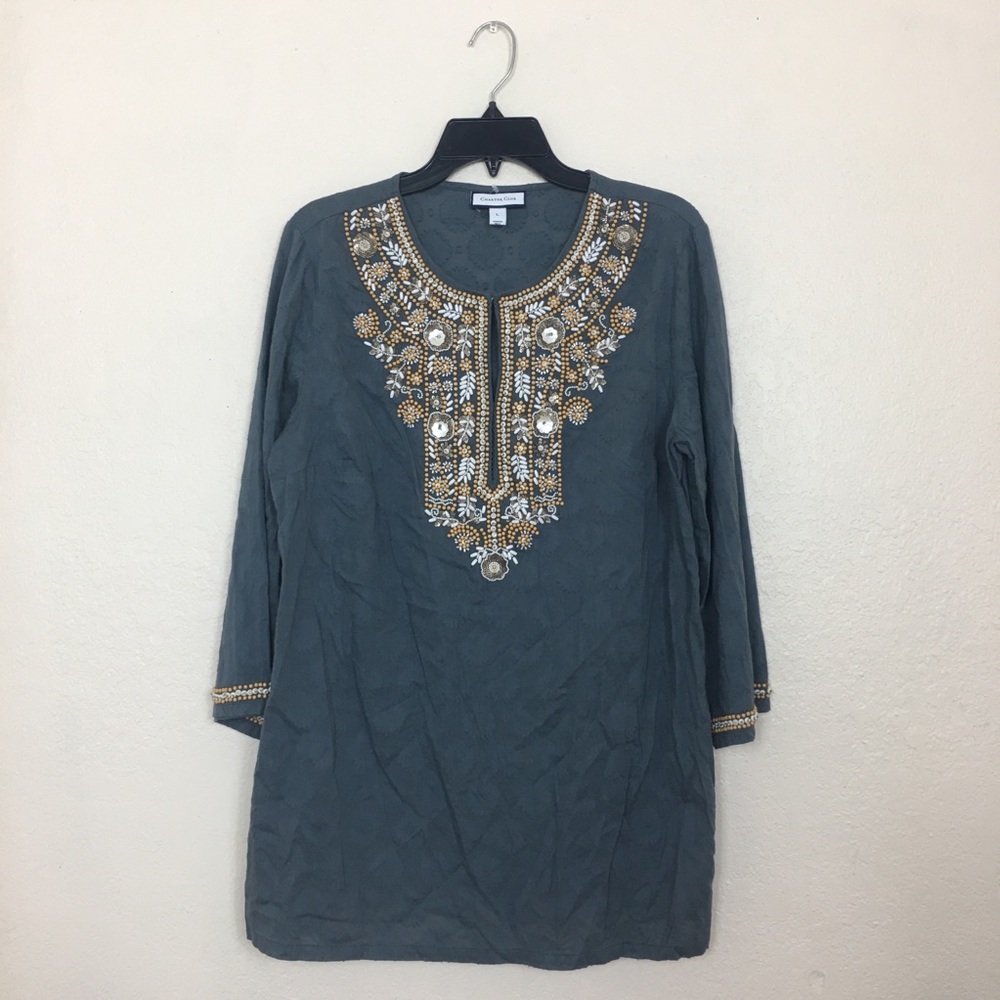 Beaded gray blouse
